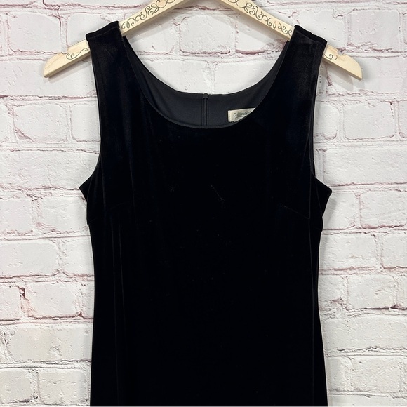 Witchycore Whimsigoth Dress maxi 10 Black Sleeveless Crushed Velvet Midi stretch - Picture 3 of 11